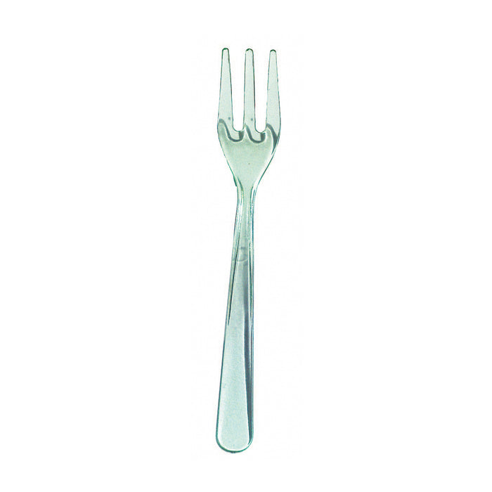 Mini Tenedor de plástico verde transparente 95mm - 1000Uds