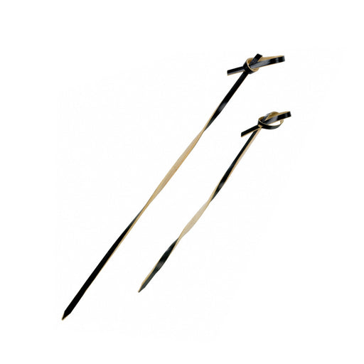 Pincho de bambú Tingi negro retorcido con un extremo en forma de bucle 100mm - 2000Uds