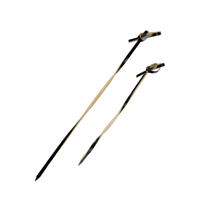 Pincho de bambú Tingi negro retorcido con un extremo en forma de bucle 100mm - 2000Uds
