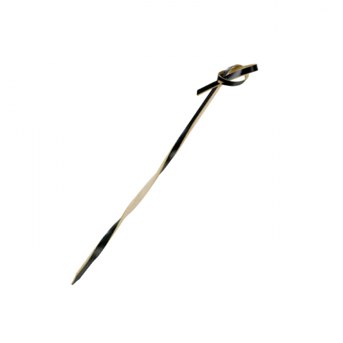 Pincho de bambú Tingi negro retorcido con un extremo en forma de bucle 100mm - 2000Uds
