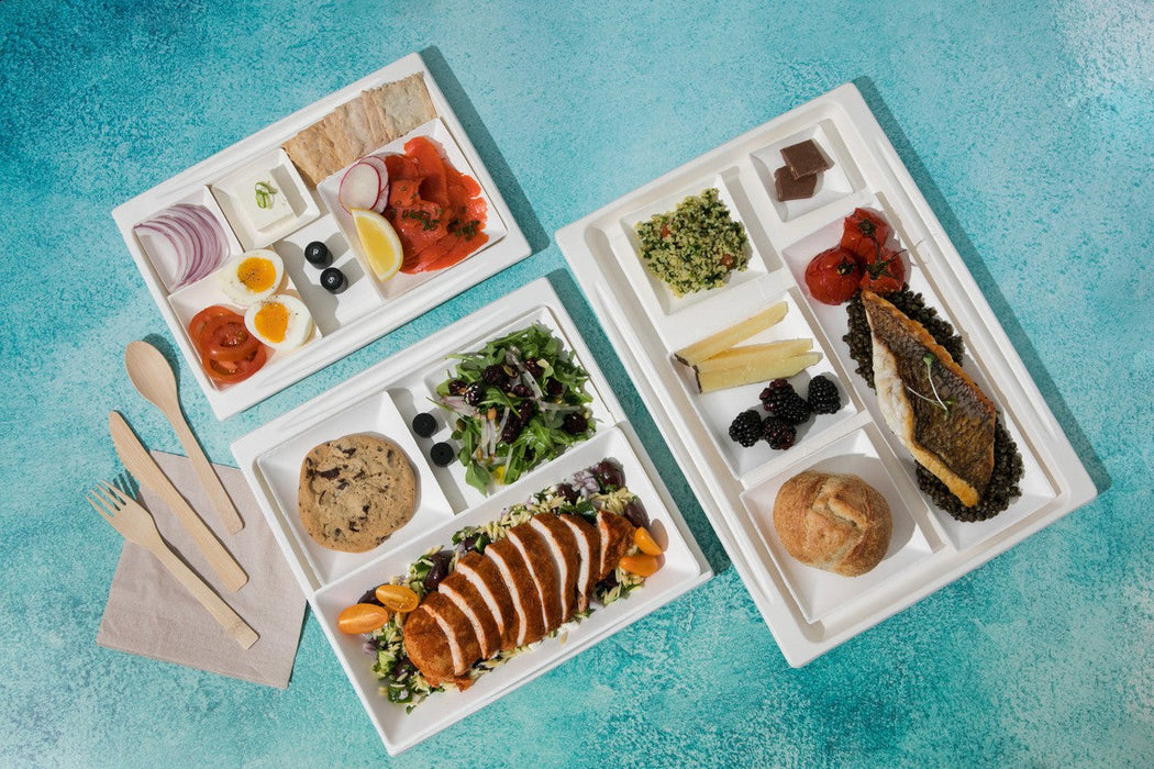 Bandeja rectangular blanca de pulpa 400x280mm - 100Uds