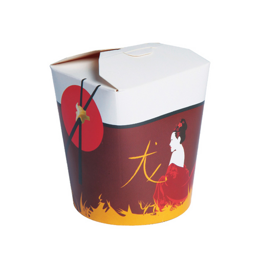 Caja de base redonda de cartón blanco decoración ASIA 750ml Ø95mm A100mm - 500Uds