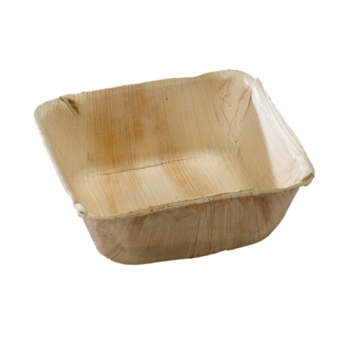 Cuenco cuadrado de hoja de palma 130x130mm A50mm - 100Uds