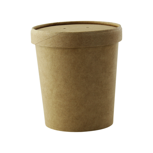 Vaso sopa cartón kraft para caliente/frío con tapa 490ml A95mm - 500Uds