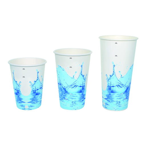 Vaso de cartón blanco para bebida fría Decoración Splash 450ml A133mm - 1000Uds