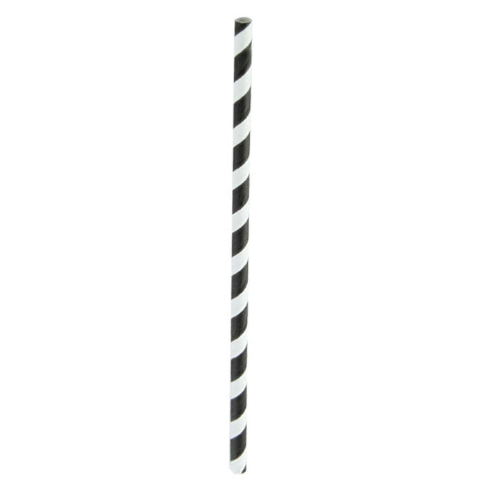 Pajita de papel negro y blanco A210mm - 600Uds