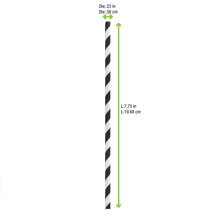Pajita de papel negro y blanco A210mm - 600Uds