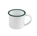 Taza de acero esmaltado blanco Enamely con borde verde 90ml A50mm - 12Uds