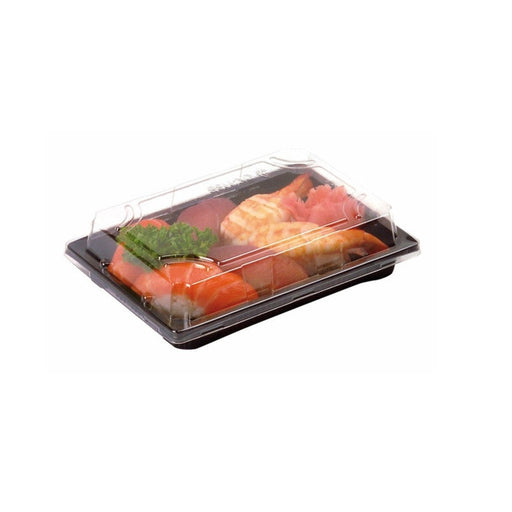 Estuche para sushi con tapa base negra y tapa con cierre 200x145mm A76mm - 200Uds