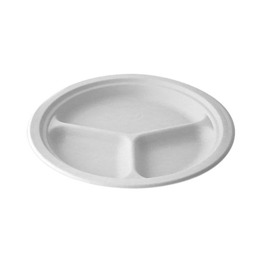 Plato rendondo PP blanco 3 compartimentos Ø260mm - 500Uds