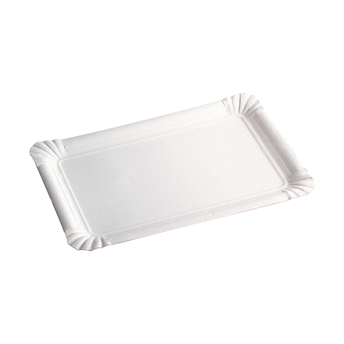 Plato rectangular de cartón blanco 100x160mm - 300Uds