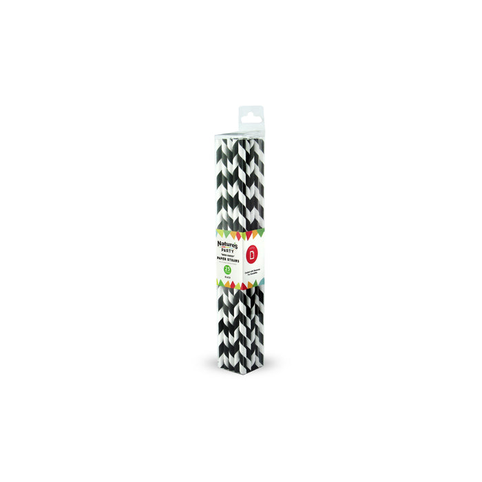 Pajita de papel negro y blanco A210mm - 600Uds