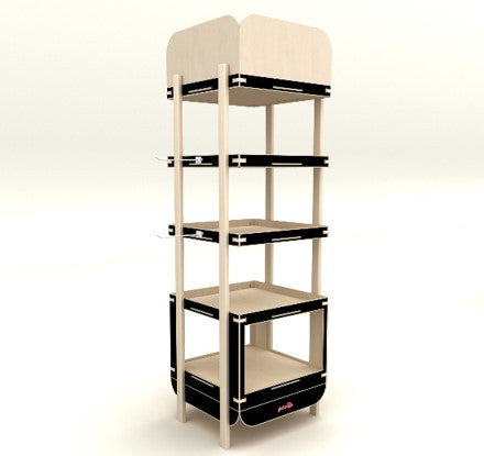 Expositor de madera - 4 estantes 470x470mm H1 690mm - 1Ud