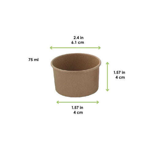 Tarrina de cartón kraft para caliente/frío 75ml Ø61mm A40mm - 1000Uds
