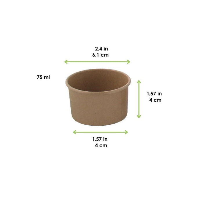 Tarrina de cartón kraft para caliente/frío 75ml Ø61mm A40mm - 1000Uds