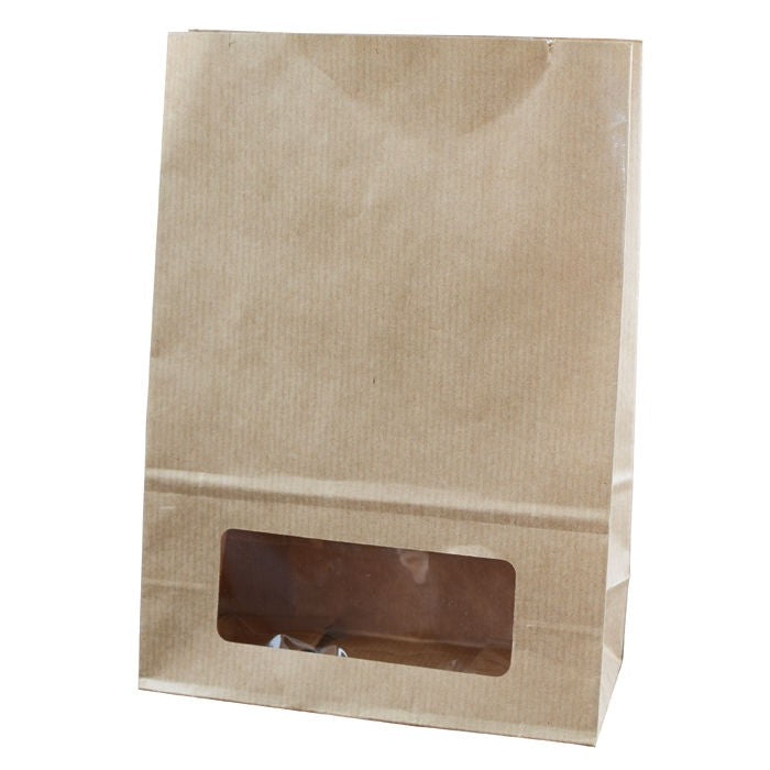 Bolsa Bloomer kraft con ventana: 150x75mm A220mm - 500Uds
